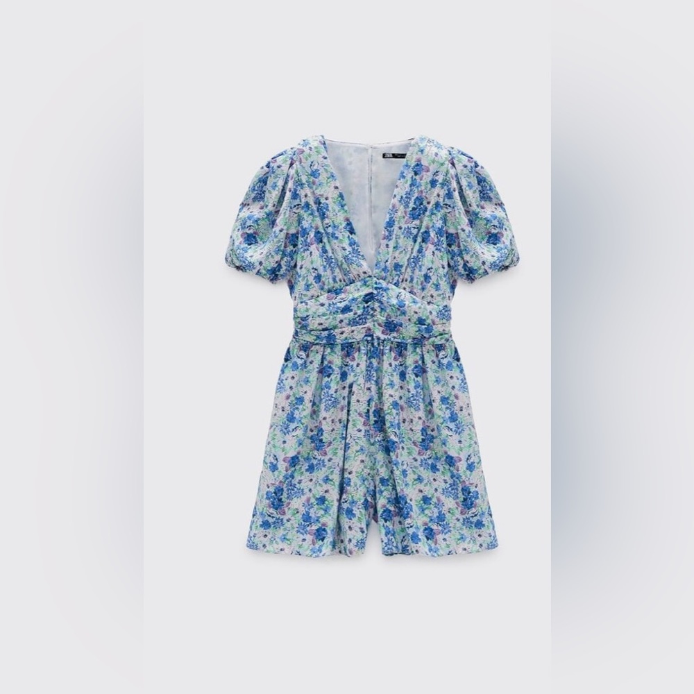 Zara Blue and Green Floral Dress